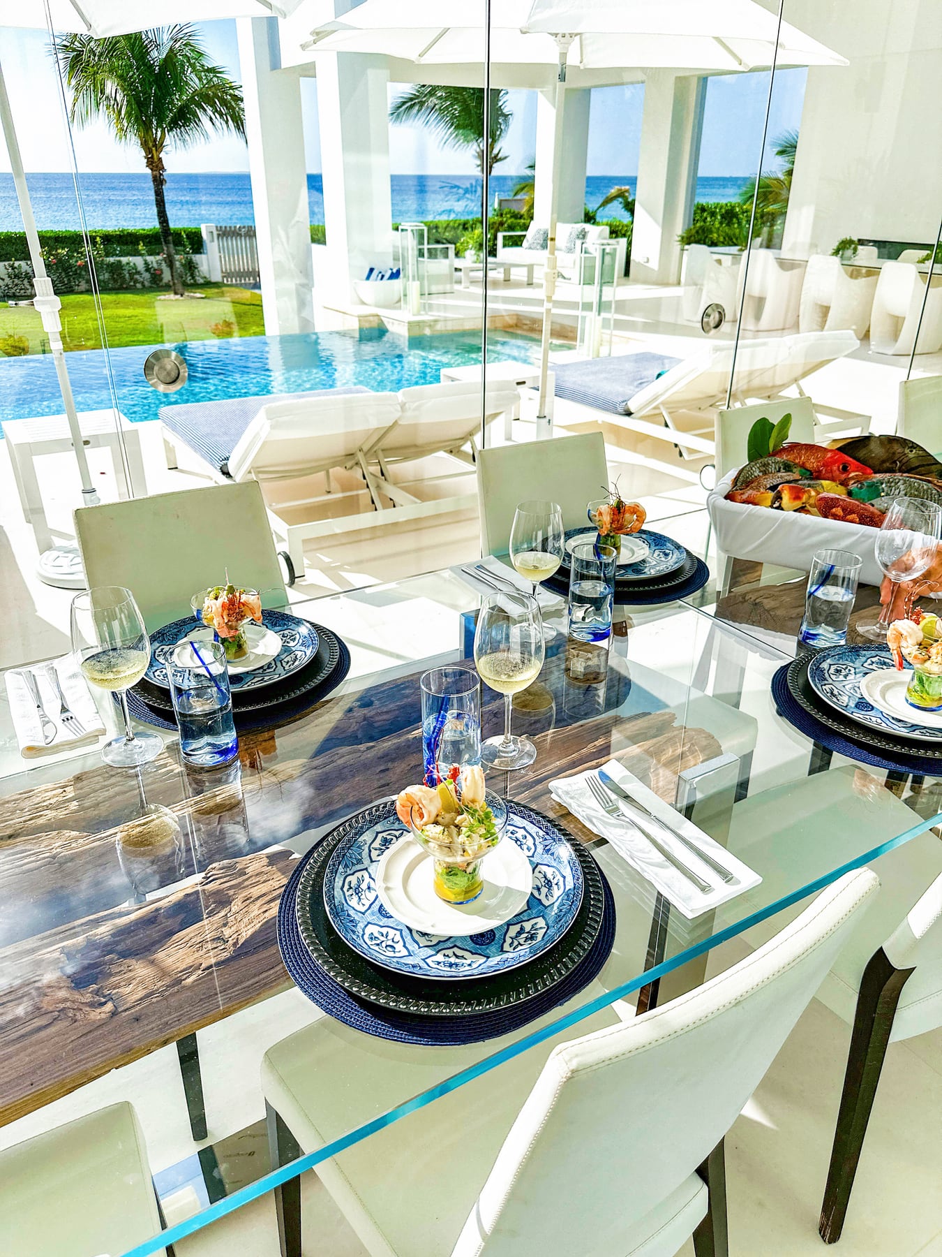 Cuisine and dining detail at Anguilla Beach House